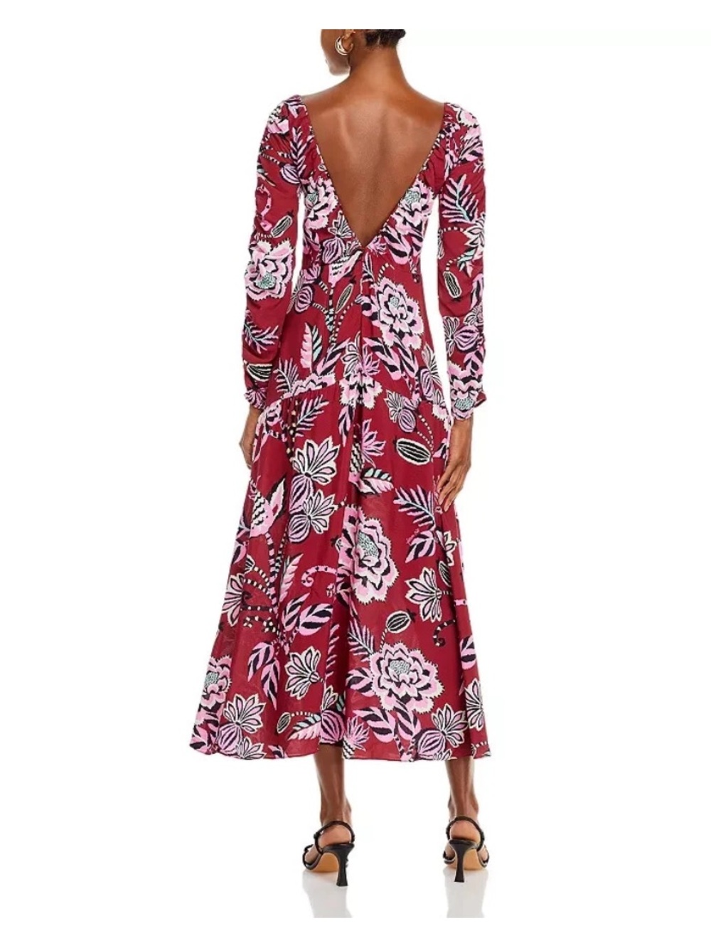 Farm Rio | Pineapple Inspiration Maxi | Floral V-Neck | Burgundy Multi | S 🕙